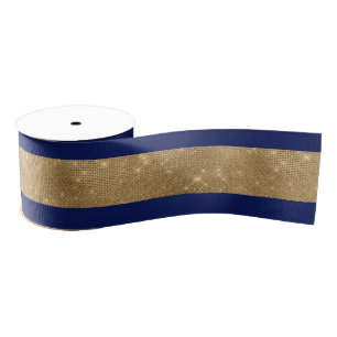 Breiter Marine und Gold Ribbon Ripsband