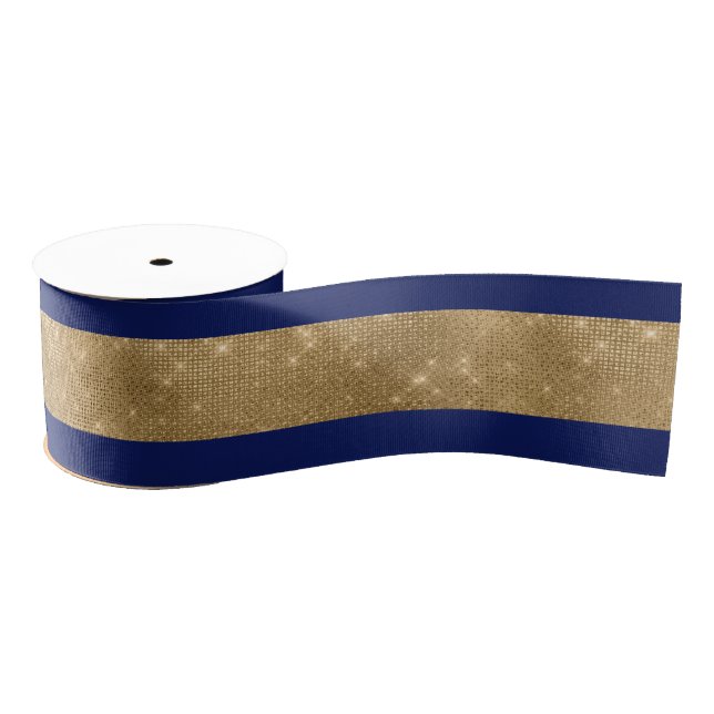 Breiter Marine und Gold Ribbon Ripsband (Spule)