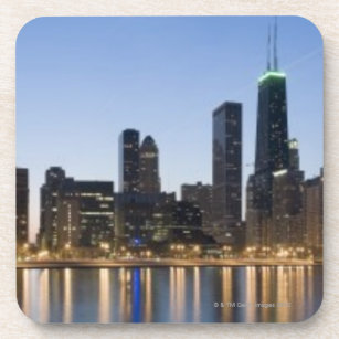 Breiter Panoramablick der Chicago-Seeseite an Getränkeuntersetzer