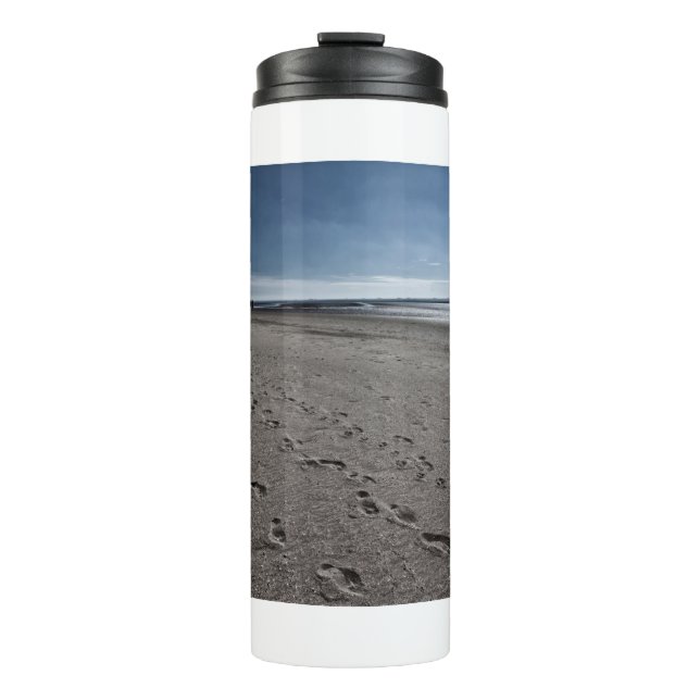 Breiter Strand an der Nordsee Thermosbecher (Vorderseite)