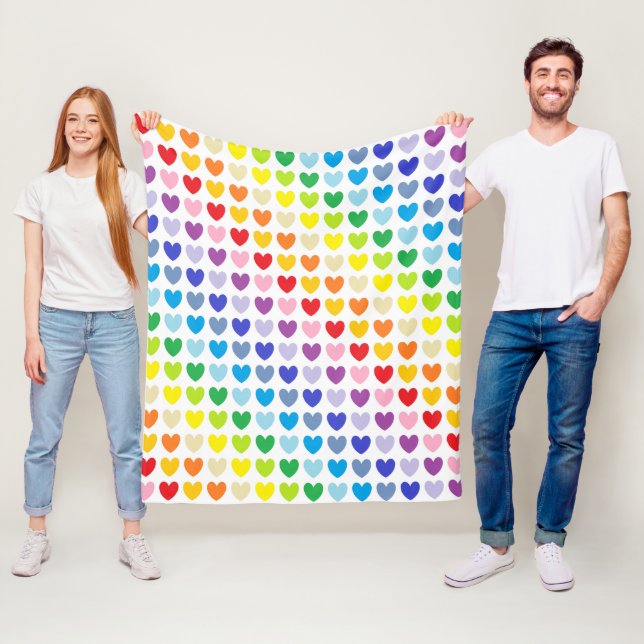 Breitere Spektrum-Regenbogen-Herzen Fleecedecke (Beispiel)