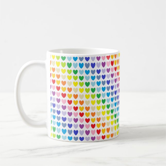 Breitere Spektrum-Regenbogen-Herzen Kaffeetasse (Links)
