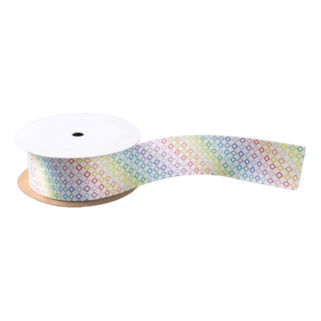Breiterer Spektrum-Regenbogen umrissene Diamanten Satinband (Spule)