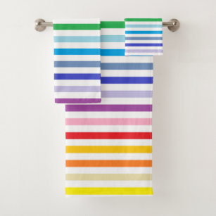 Breiterer Spektrum-Regenbogen und weiße Streifen Badhandtuch Set