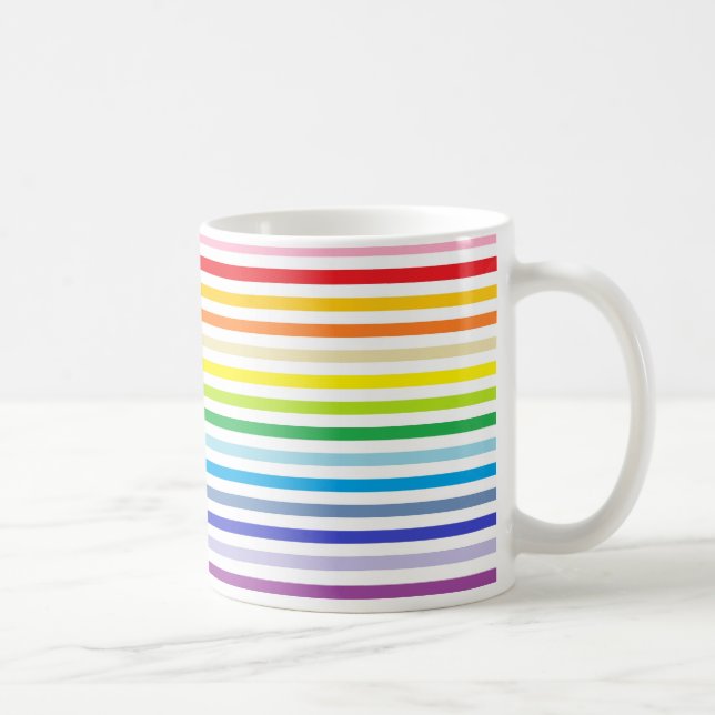 Breiterer Spektrum-Regenbogen und weiße Streifen Kaffeetasse (Rechts)