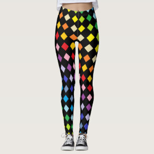 Breiteres Spektrum-Regenbogen-Diamant-Schwarzes Leggings