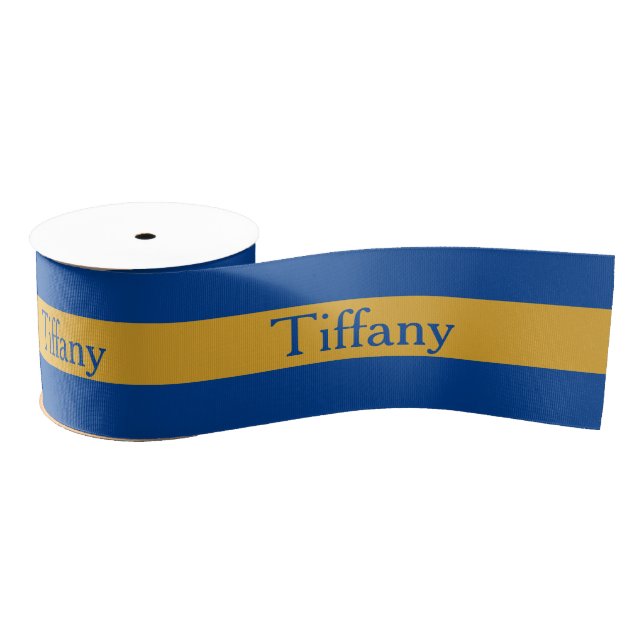 Breites Blau und Gold personalisieren Grosgrain Ri Ripsband (Spule)