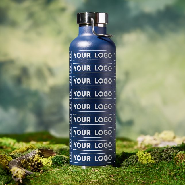 Breites Logo Muster Navy Blau Trinkflasche (Außenbereich)