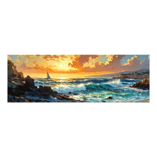 Breites Seascape Mittelmeer Goldener Sonnenunterga Fotodruck