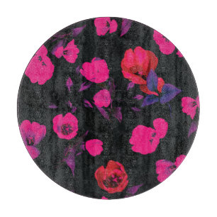 Breites vintage-blumiges, stilisiertes Tulpenmuste Schneidebrett
