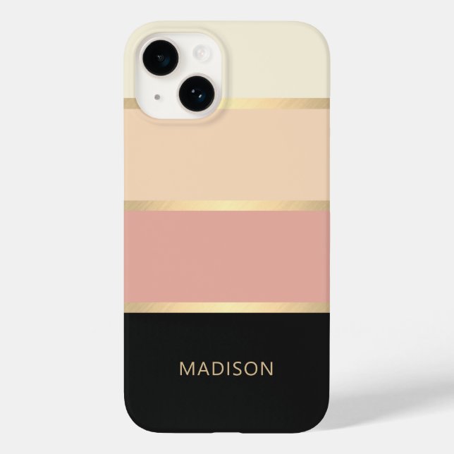 Breitgestrichener moderner Monogramm-Name Case-Mate iPhone Hülle (Rückseite)