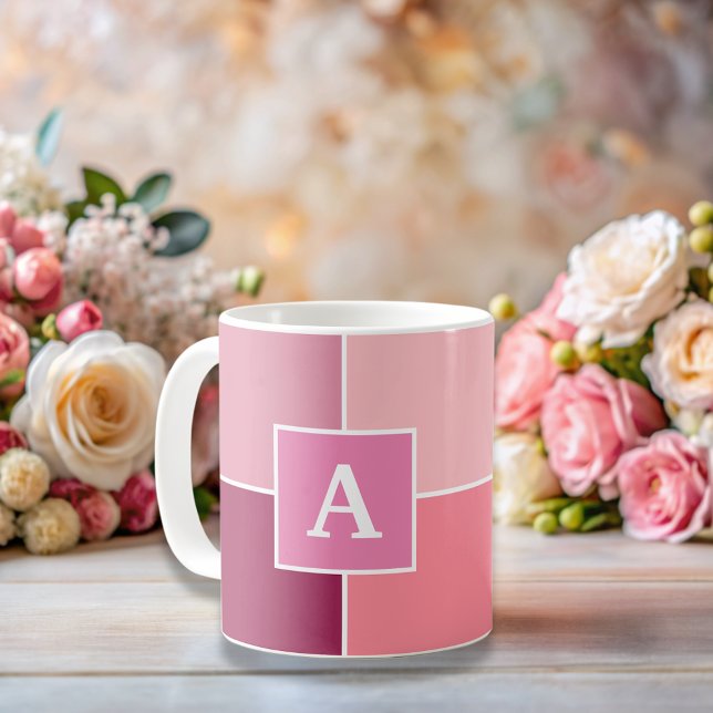Breitrosa Feminine Streifen Monogramm Kaffeemaschi Kaffeetasse (Von Creator hochgeladen)