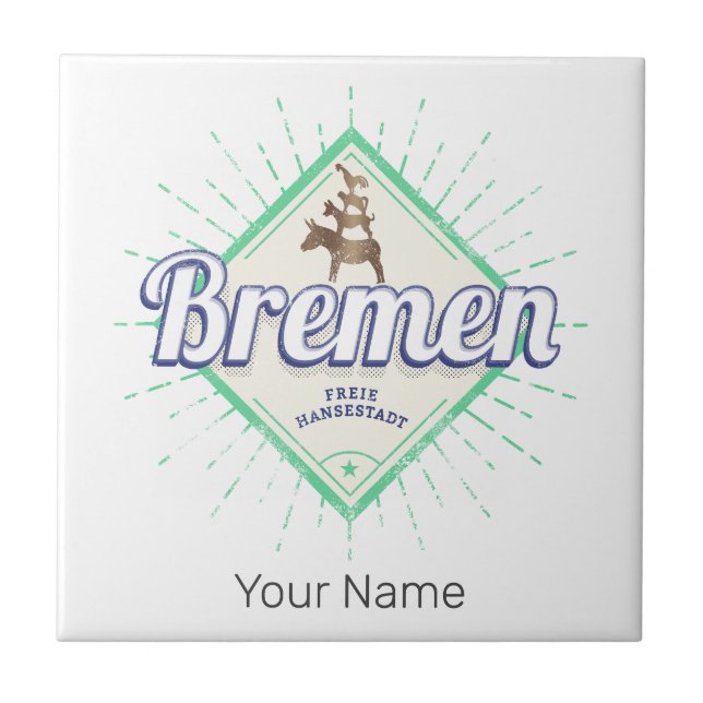 Bremen City Deutschland Retro Städtische Musiker V Fliese (Vorderseite)