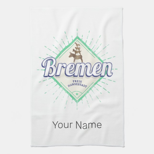 Bremen City Deutschland Retro Städtische Musiker V Geschirrtuch (Vertikal)