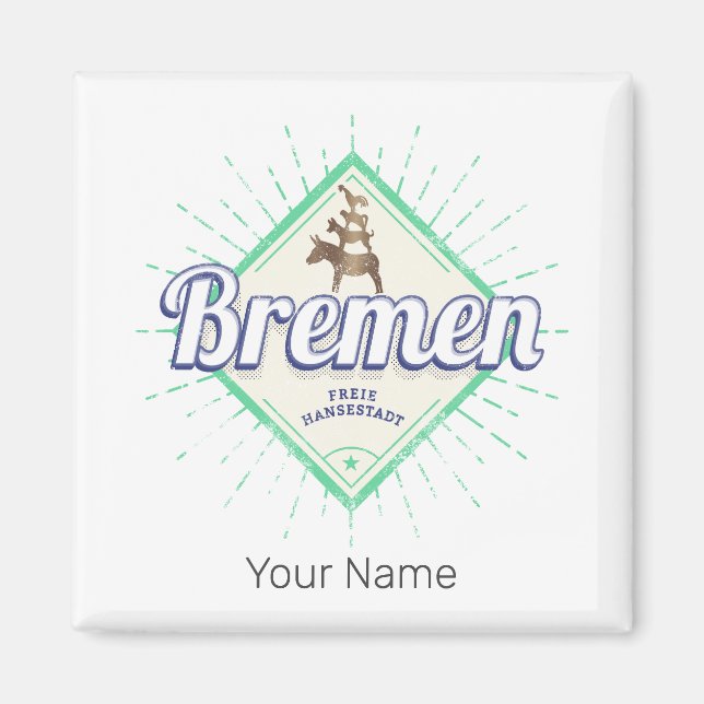 Bremen City Deutschland Retro Städtische Musiker V Magnet (Vorne)