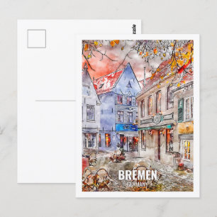 Bremen Deutschland Reiseort Aquarell Postkarte