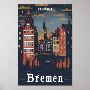 Bremen Deutschland Vintag Berühmter Reiseort Poster