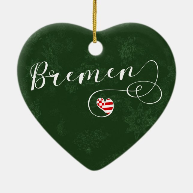 Bremen Herz, Weihnachtsbaumschmuck, Deutschland Keramik Ornament (Hinten)