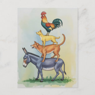 Bremen Town Musicians Statue Deutschland Postkarte