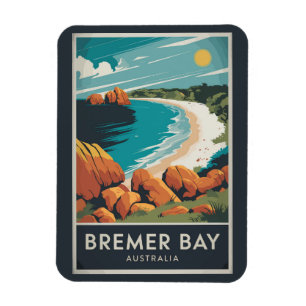 Bremer Bay Australia Illustration Travel Art Retro Magnet