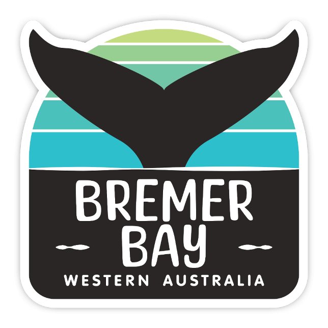 Bremer Bay, Western Australien Aufkleber (Bremer Bay, Western Australia retro whale tail sticker)
