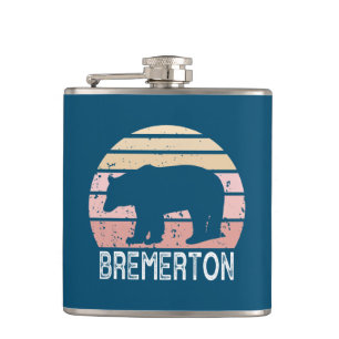 Bremerton Washington Retro Bear Flachmann