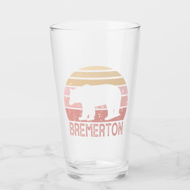 Bremerton Washington Retro Bear Glas (Vorderseite)