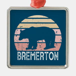 Bremerton Washington Retro Bear Ornament Aus Metall