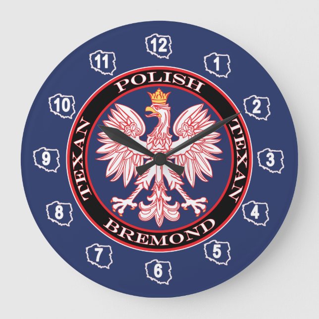 Bremond runder polnischer Texan Große Wanduhr (Vorderseite)