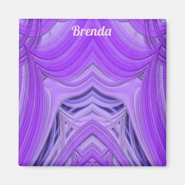 BRENDA ~ 3D-Fraktal Design lila blau Magnet (Vorne)