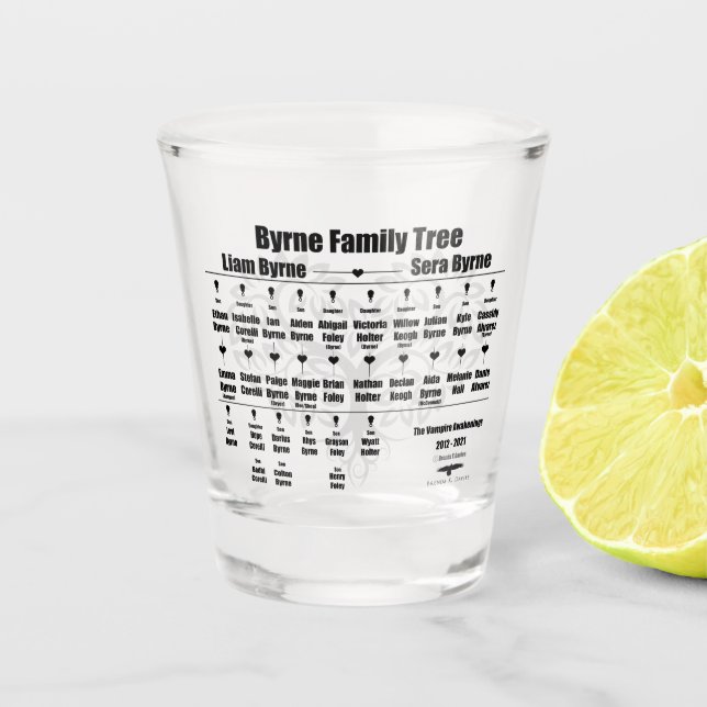 Brenda K Davies Vampire Awakenings Family Tree Schnapsglas (Vorderseite)