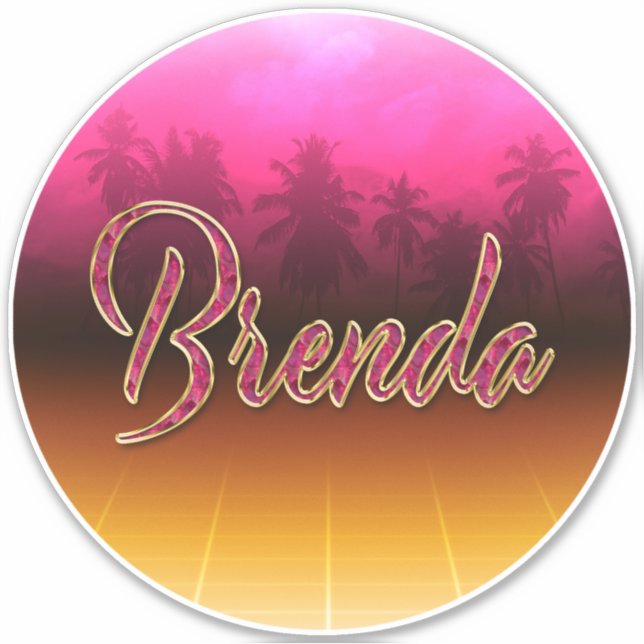 Brenda Vorname Name golden pink Aufkleber Sticker (Vorderseite)
