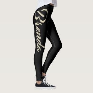 Brenda white gold Handwriting Hose Leggings