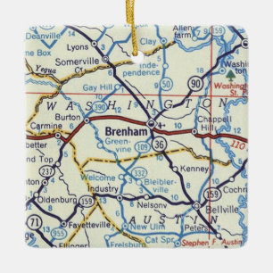 Brenham Texas Weihnachtsschmuck mit Vintager Karte