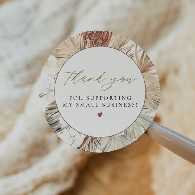 BRENNA Bohemisch Terracotta Duftende Mimosen Runder Aufkleber (Von Creator hochgeladen)