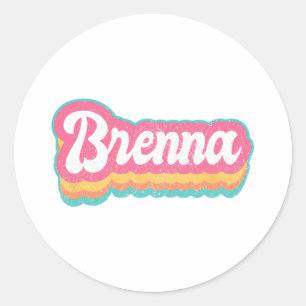 Brenna Vorname Girl Vintag 70er 80er personalisier Runder Aufkleber