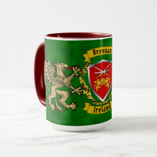 Brennan Irish Shield & Griffins Personalisiert Tasse