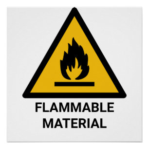 Brennbare Werkstoffwarnung, Symbol für Brandgefahr Poster