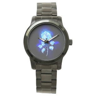 Brennen der blauen Rose Armbanduhr