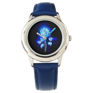 Brennen der blauen Rose Armbanduhr