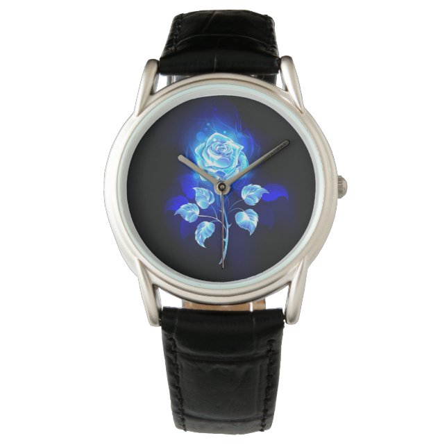 Brennen der blauen Rose Armbanduhr (Vorderseite)