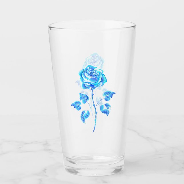 Brennen der blauen Rose Glas (Vorderseite)