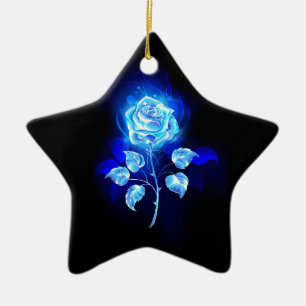 Brennen der blauen Rose Keramik Ornament