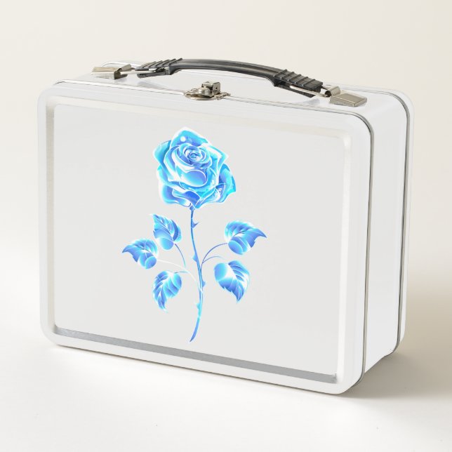 Brennen der blauen Rose Metall Brotdose (Vorderseite)