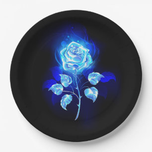 Brennen der blauen Rose Pappteller