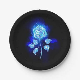 Brennen der blauen Rose Pappteller