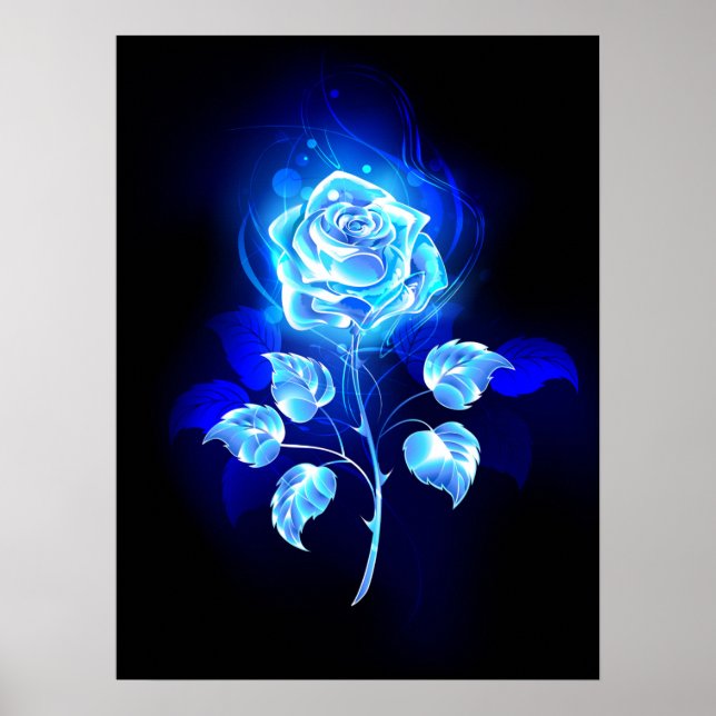 Brennen der blauen Rose Poster (Vorne)