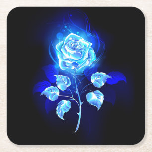 Brennen der blauen Rose Rechteckiger Pappuntersetzer