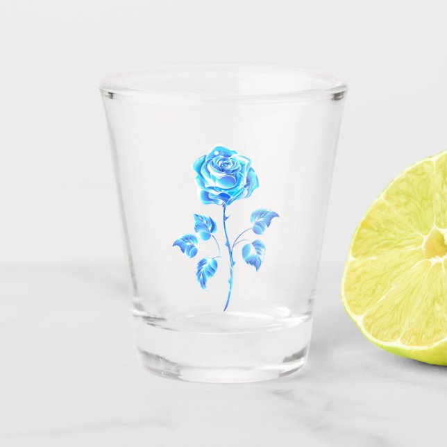 Brennen der blauen Rose Schnapsglas (Vorderseite)