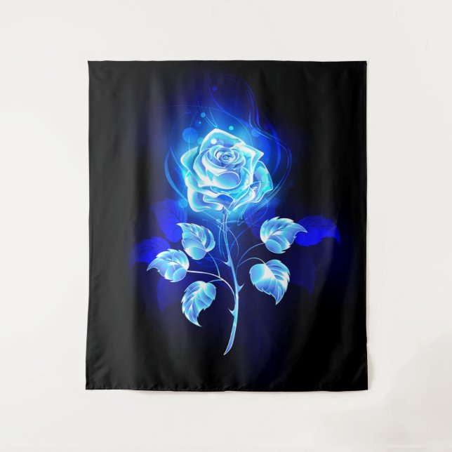 Brennen der blauen Rose Wandteppich (Vorderseite)